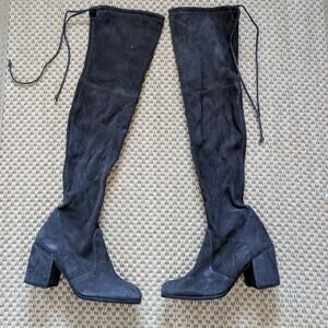 STUART WEITZMAN Genna 60 Over-The-Knee City Boots, Slate, Suede, 5B 35.5, NWOB